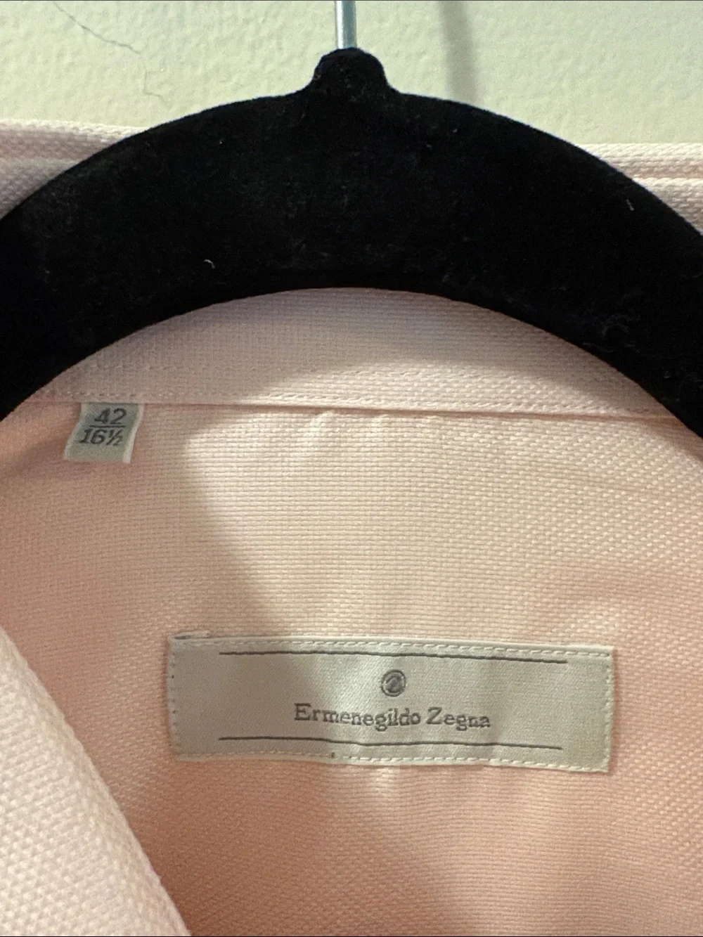 Zegna -Ermenegildo Zegna Pale Pink Long-Sleeve Dress Shirt -men’s 42 (16.5)- NWT